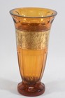 C55G45- Art Deco Glas Vase wohl Moser antikisierendes Gold Dekor