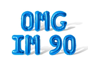 OMG IM 90 Letras Globo Banner - Hágalo usted mismo 90 Cumpleaños Fiesta Decoración - Imagen 1 de 55