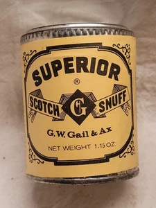 Tapé escocés superior vintage años 70 G. W. Gail y lata de hacha con etiqueta original - Imagen 1 de 7