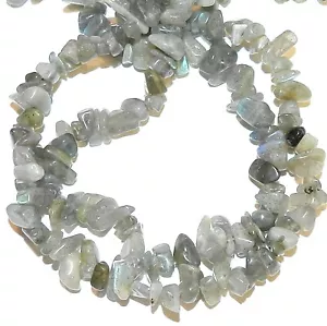 NG1140 Labradorite Medium 8mm - 9mm Nugget Chip Spectrolite Gemstone Beads 36" - Picture 1 of 2