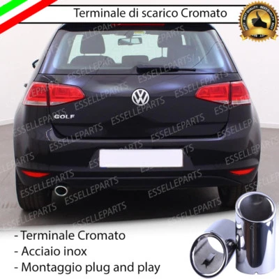 TERMINALE DI SCARICO PER MARMITTA TONDO CROMATO INOX VOLKSWAGEN GOLF 7 VII - Immagine 1 di 4
