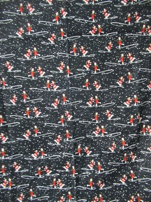 VTG  Fabric Cotton Quilt Black Red White  Ice Skate Girl Xmas  SKATERS   1Y X44" - Image 1 of 4