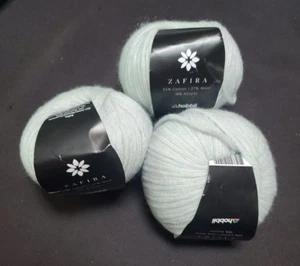 Lote de 3 Hobbii Zafira Algodón Lana Acrílico Mezcla Crema/Azul 50g 164 Yardas Color 13 - Imagen 1 de 3