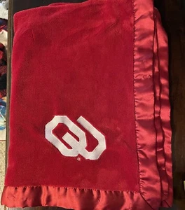 Pickles University Oklahoma University Maroon Baby Blanket Satin Trim - Picture 1 of 9