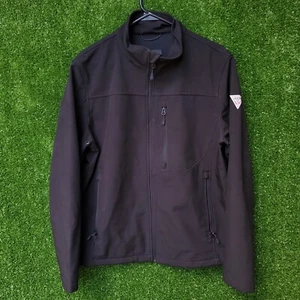 Guess Men's Medium Softshell Full Zip Pockets Black Jacket Windbreaker - Picture 1 of 4