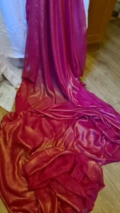 1M HOT PINK/ GOLD SHIMMER  DRESS CHIFFON FABRIC 58" WIDE - Picture 1 of 6