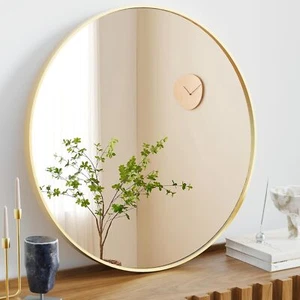 Gold Round Wall Mirror Bathroom Mirrors Over Sink Circle Mirror for Bedroom - Picture 1 of 12