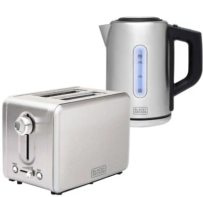 Black & Decker Kettle & 2 Slice Toaster Kitchen Combo Set Stainless Steel Kit - image 1 of 4