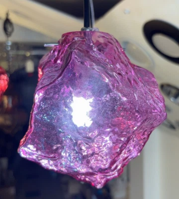 Single Purple Glass Fancy Shade Ceiling Pendant Kichen Lsland or Bar Light-Purpl - Image 1 of 3