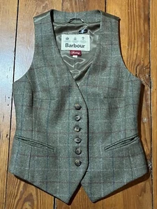 BARBOUR Vest Sporting Swaledale WAISTCOAT Wool Check Fitted Pockets Chest 31 XS - Picture 1 of 14