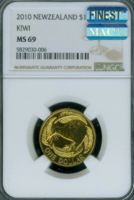2010 NEW ZEALAND $2 DOLLAR NGC MS69 MAC FINEST MAC SPOTLESS 2,000 MINTED - Image 1 of 2