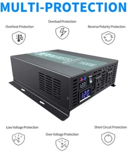WZRELB 1500W 12VDC to 120VAC Off Grid Pure Sine Wave Inverter Remote Control - Picture 1 of 8