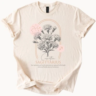 Camisa Clavel Sagitario Camiseta Astrología Flor Zodiaco Foto 1 de 4