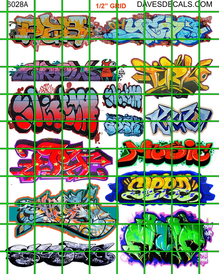 6028 DAVE'S DECAL HO SCALE DECALS URBAN GRAFFITI TRAIN BOXCARS STREET CITY WALLS - Image 1 of 4
