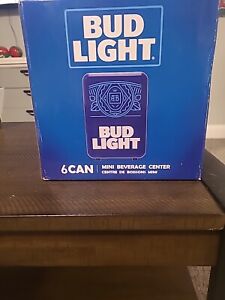 BUD LIGHT  Mini Fridge 6 Can/4 Liter Capacity Mini Beverage Cooler Portable Blue