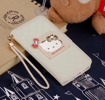 Hello Kitty Mirror Stand Wallet Case W Card Slots Pocket & Straps For iPhone X  - Image 1 of 4