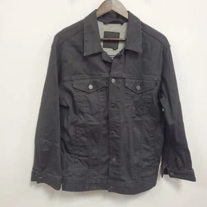 Blank NYC Mens Button Up Denim Jacket Size L Black Punk Southwestern Grunge - Picture 1 of 19