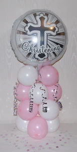 TAUFMÄDCHEN - FOLIE - BALLONAUFSTELLER - TISCH HERZSTÜCK - KEIN HELIUM NÖTIG - Bild 1 von 3