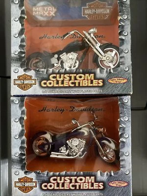 Lot of 2 - 2001 Metal Maxx Harley-Davidson Motorcycles Custom Collectibles 1:17 - Image 1 of 4