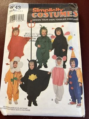 Simplicity Costumes Pattern 9743 Infant-4years One Piece Clown Devil Flower Bee - Image 1 of 2