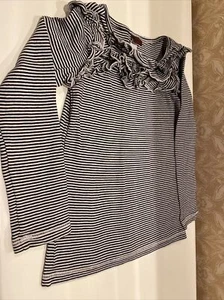 Tea Collection Girl’s Size 5 Long Sleeve Black & White Striped Top - Picture 1 of 3