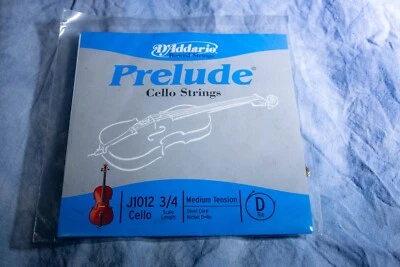 D'Addario Prelude Cello D String  3/4 Size Medium Tension J1012 - NEW - Image 1 of 4