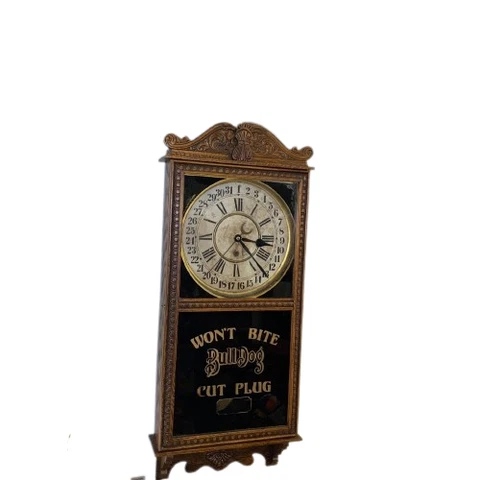 Gilbert Wall Calendar Clock W/ Bulldog Tobacco Advert Regulator Style, Oak Case Cover