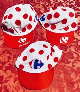 LOT 3 CASQUETTES A POIS DIFFERENTES CARAVANE TOUR DE FRANCE SPONSOR CARREFOUR - Foto 1 di 1
