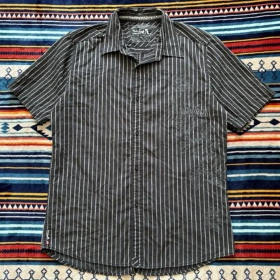 Camisa De Colección Quiksilver Negra Gris Abotonada Grande Y2K Patinadora Foto 1 de 4