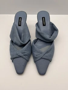 Womens Shoes Nine West Heel Pumps Crown Blue Slip-On Heels Size US 8 Denim Look - Picture 1 of 12