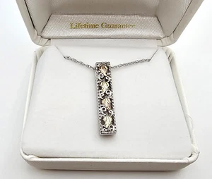 Black Hills Gold on Sterling Silver Leaf Bar Pendant FAST SHIPPING - Picture 1 of 3