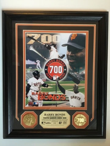 Barry Bonds SF Giants 700th Home Run Plaque 24Kt Gold Medallions LIMITED 248/700 Cover