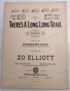 Theres A Long Long Trail 1914 Zo Elliott Stoddard King SheetNoteMusic - Imagen 1 de 12