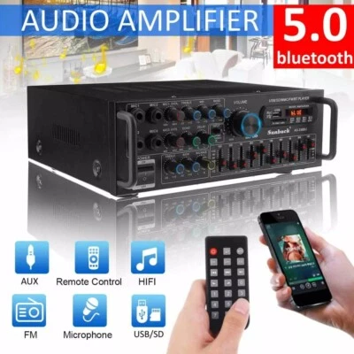 Sunbuck 2000W HIFI Verstärker bluetooth Digital Stereo Audio Amplifier USB Aux - Bild 1 von 4