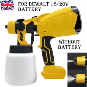 Cordless Paint Sprayer 1000ML Electric Spray Gun for Dewalt 18V 20V Battery UK - Picture 1 of 12