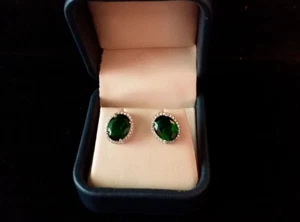NEW! 3.00cts Emerald Oval Cut Earrings in 925 Sterling Silver PRETTY #34 - Picture 1 of 3