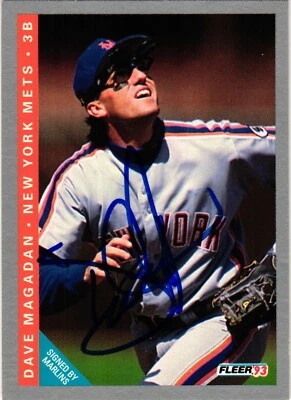 Dave Magadan #477 Signed 1993 Fleer MLB Baseball Card AUTO Mets - Image 1 of 2