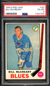 1969-70 OPC O-PEE-CHEE NHL Hockey #181 Bill McCreary PSA 6 EX-NM St. Louis Blues