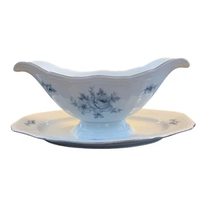 Baviera Alemania Johann Haviland Gravy Barco adjunto debajo de la placa porcelana de hueso fino - Imagen 1 de 12