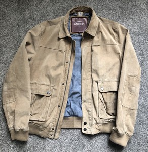 Barneys Originals Men's Beige Real Suede Leather Jacket - Size Medium M