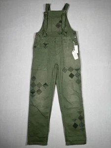 Anthropologie Pilcro Wanderer Patchwork Overalls Size 28 Green Boho L Pocketed - Picture 1 of 11