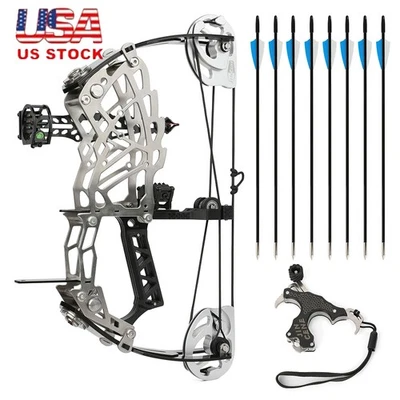 US 13" Mini Compound Bow Arrow Set 15-32lbs Archery Bow Fishing Hunting RH LH - Image 1 of 4
