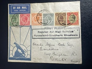 STAMPS - FIRST FLIGHT CVR - NYASALAND - SOUTHERN RHODESIA - SENT PURLEY  - Picture 1 of 7