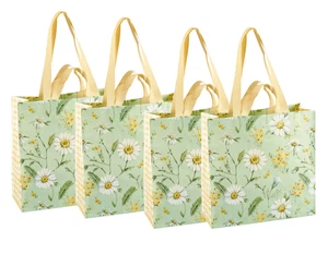SET OF 4 Farmers Market Tote Bag Daisies Shopping Gifting Travel 16x16 - Picture 1 of 12