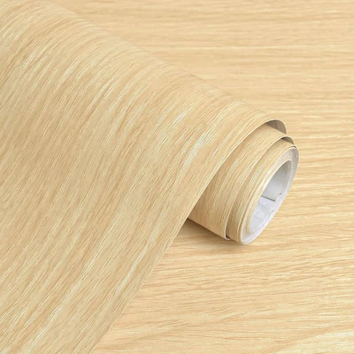 Wood Grain Contact Paper Light Natural Wood Wallpaper Peel and Stick Faux Oak Ba - Image 1 of 4