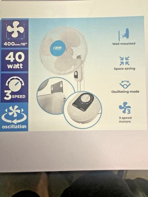 RAM 16" Wall Fans – Pair | Quiet 3-Speed 40 W Oscillating Cooling Twin Pack - Image 1 of 4
