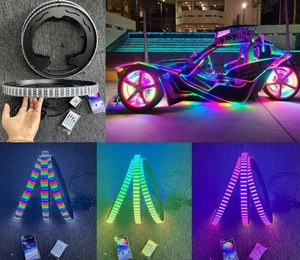 CHASING LED Quad Row Wheel Ring Lights for Polaris Slingshot Music APP +Remote - Picture 1 of 16