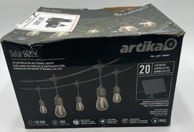 Artika Solar Blaze 42ft Outdoor String Lights 20 LED Bulbs Weatherproof