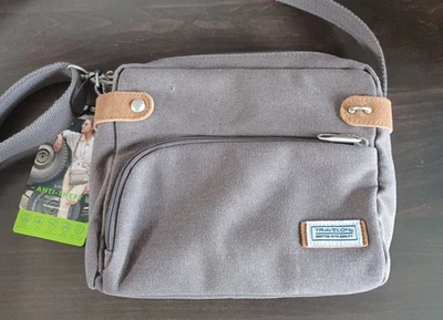 Bag Travelon RFID Crossbody Canvas Gray Unisex Anti-Theft Travel Utility Purse - Image 1 of 4