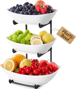 Cestino per Frutta in Plastica a 3 Livelli Piano Cucina, Portafrutta Con Support - Foto 1 di 12